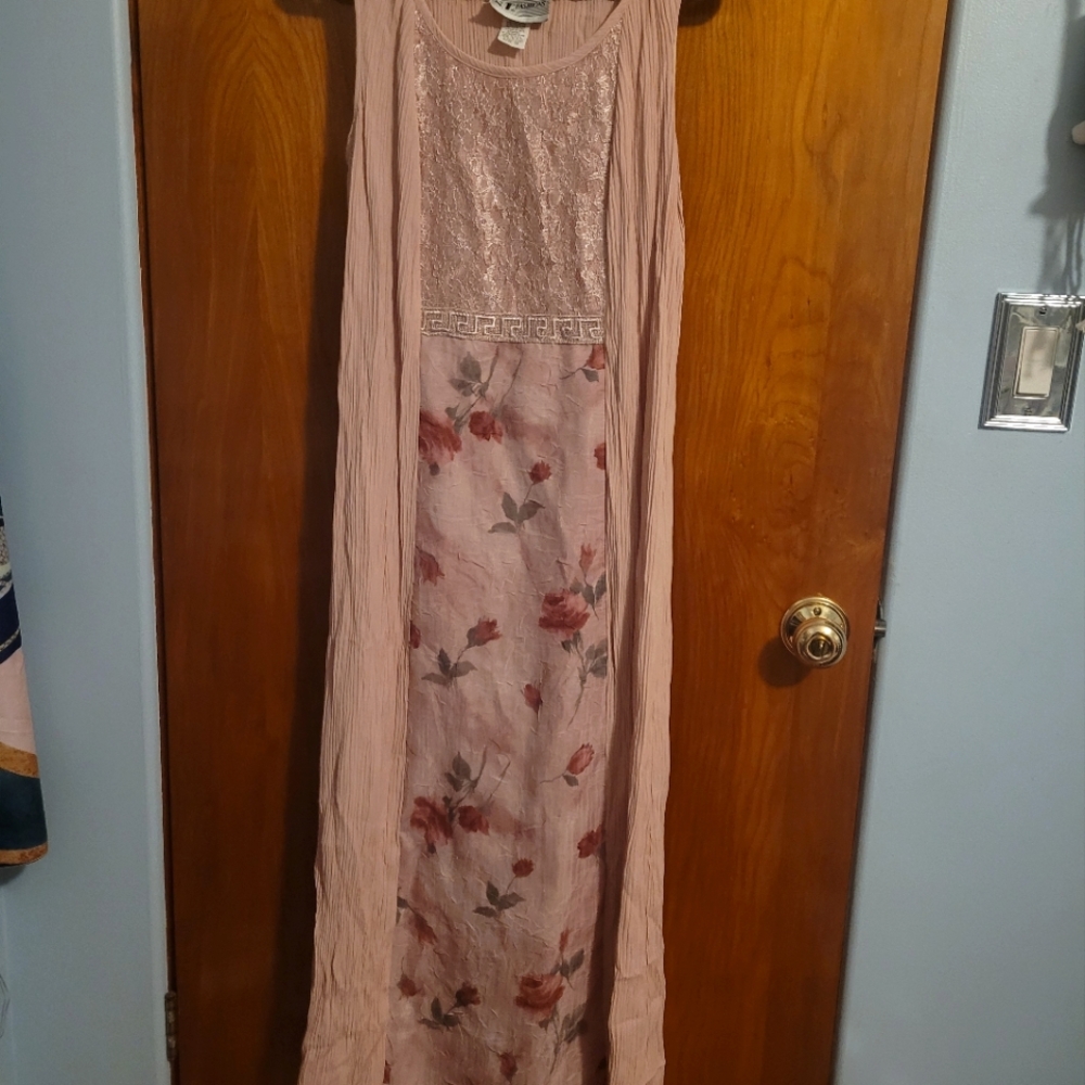 S.L. Fashions Pink Floral Maxi Dress